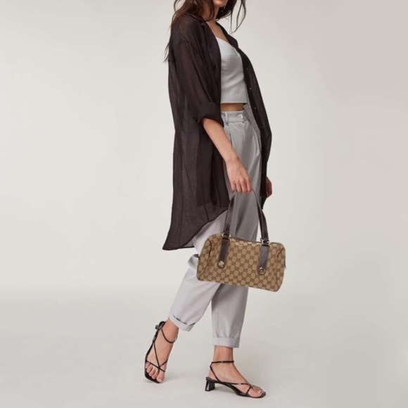 Authentic GUCCI Beige/Brown GG Canvas Charmy Boston Bag - Picture 11 of 11